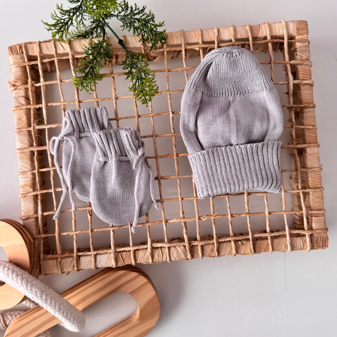 kit touca e luva- cinza